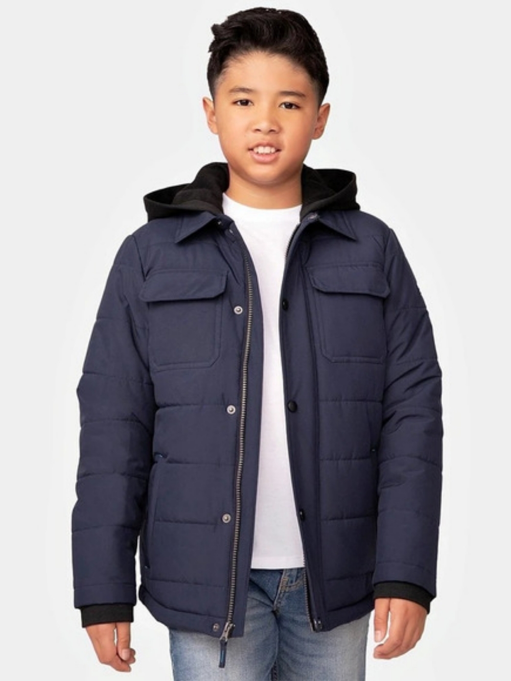 Free Country Boys' Puffer Hoodie Shacket Jacket Coat